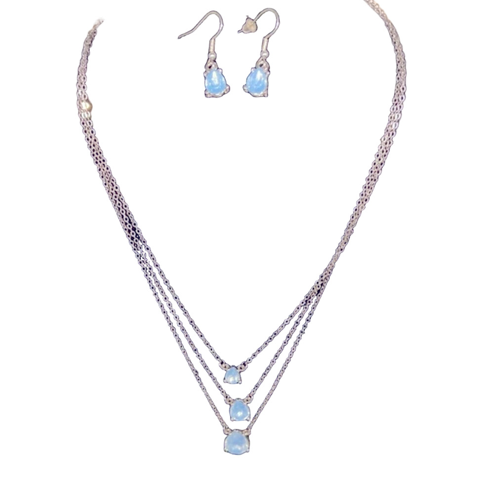 Prism Necklace and Earrings Triple Strand